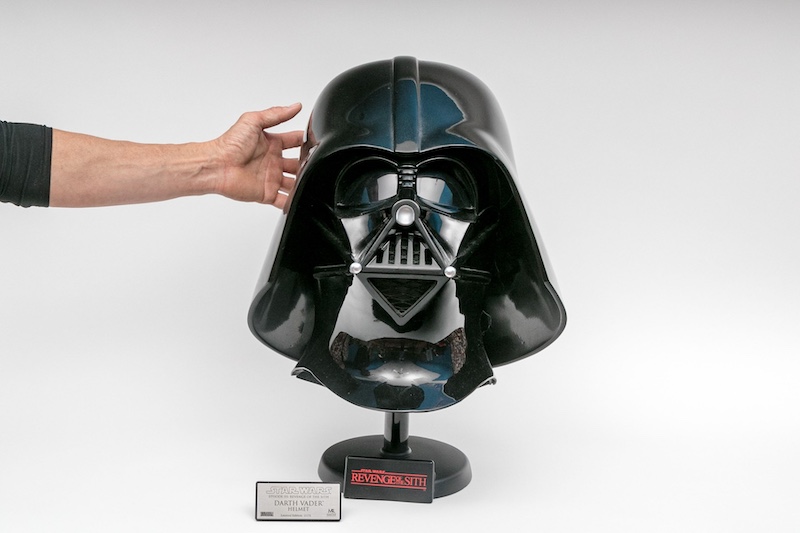 HIGHLY COLLECTIBLE STAR WARS LTD. ED. DARTH VADER HELMET ON STAND with a plaque denoting Star Wars Episode III: Revenge of the Sith, numbered 0175. (item #299827)